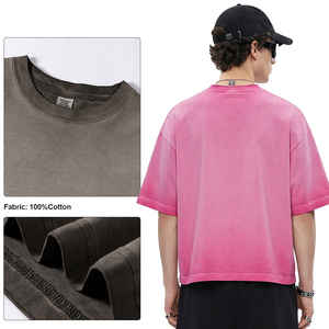 Camiseta de Alta Calidad para Hombre, Estilo Urbano, 275 GSM, Algodón Grueso Lavado, Camiseta Lisa para Personalizar con Logotipo, Camiseta Vintage Extra Grande - Product Image 3