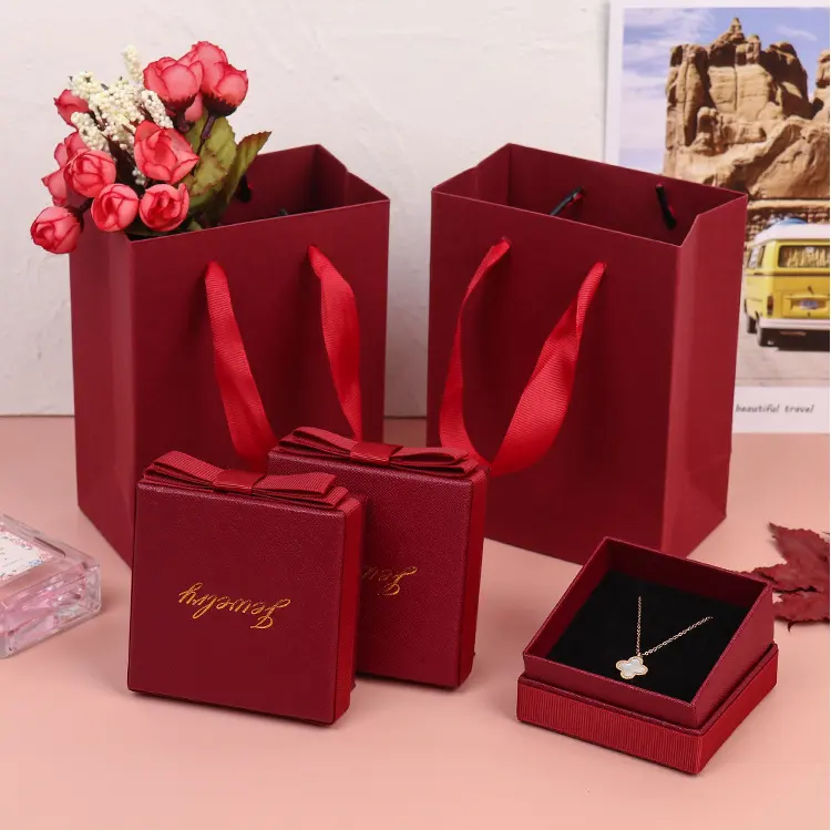 Groothandel Custom Papier Sieraden Dozen Met Logo Verpakking Sieraden Doos Luxe Ketting Ring Geschenkdozen