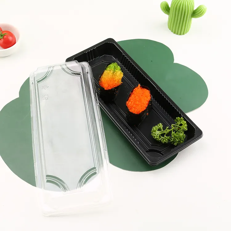 Rechthoekige Plastic Wegwerp Sushi Container Weg Te Nemen Voedsel Verpakking Sushi Lade Voedsel Container Afhaalmaaltijd