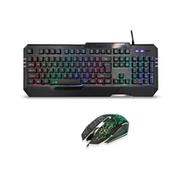 Clavier et souris de jeu rétroéclairés RVB, combo 104 touches, clavier ergonomique résistant aux déversements avec souris optique 1600 DPI, OEM