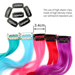AliLeader 20 pollici capelli sintetici Clip In un pezzo onda capelli ricci evidenziano coloratissimi capelli arcobaleno <span class=keywords><strong>extension</strong></span> per le ragazze - Product Image 4