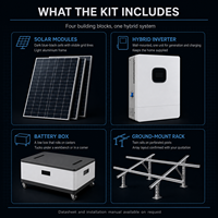 Kit solaire résidentiel complet pour la maison comprenant des modules, un onduleur mural, une batterie et un support de montage au sol