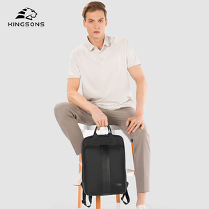 Kingsons <b>Business</b> <b>Backpack</b> 20-35L Large Capacity Laptop Bag Unisex Expandable Travel <b>Backpack</b> Solid Color - Product Image 4