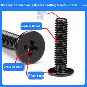 Tornillos de máquina ultrafinos de cabeza plana grande con cabeza cruzada de acero inoxidable chapado en zinc-níquel negro CM, métricos M5 M6 - Product Image 3