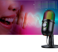 Microphone de studio filaire RGB pour podcasting et jeux, microphone USB pour enregistrement en streaming, microphone à condensateur USB de bureau, microphone à réduction de bruit