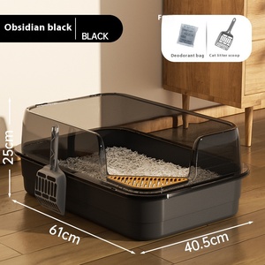 Halbgeschlossene Umweltfreundliche Große Katzenkiste aus Kunststoff, Leicht zu Reinigen, Geruchsbeseitigung, Katzentoilette - Product Image 6