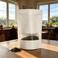 Bolsa de Papel Kraft Mate con Ventana y Cierre Zip, Impresión Personalizada, para Envasado de Té, Suministro de Fábrica