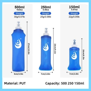 Bouteille <span class=keywords><strong>d</strong></span>'<span class=keywords><strong>eau</strong></span> de sport pliable portable personnalisée en TPU de qualité alimentaire pour la course à pied, le camping, la randonnée et l'escalade, logo et couleur personnalisables - Product Image 3