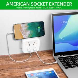 2 prises de courant alternatif 2 ports USB pour la maison et le bureau Protection contre les surtensions Prise électrique US Power Strip - Product Image 6