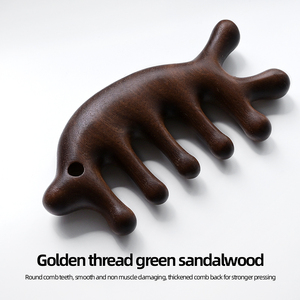 Pettine in Legno di Sandalo Naturale <span class=keywords><strong>a</strong></span> Cinque Dita per Massaggio Gua Sha, Design alla Moda per Salone, Pettine Confortevole per Meridiani - Product Image 5