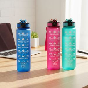 2026 Factory Supply Large Capacity Gym 1000ml Colorful Cheap Water <b>Bottle</b> With <b>Straw</b> - Product Image 1
