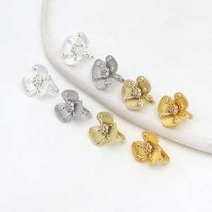 Cierre de Clip con Forma de Flor de Tres Pétalos, Chapado en Oro Blanco de 18k, Plata y Cobre, Accesorio de Joyería DIY, Cierre Universal D160 - Product Image 4