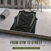 Vente en gros de gilets de compression pour hommes en 95% polyester et 5% élasthanne, sans manches, pour l'entraînement, maille extensible, logo personnalisé OEM