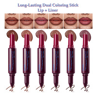 Crayon à lèvres double embout en gros sous marque privée, haute pigmentation, lisse, multi-usages, pour le contour des lèvres