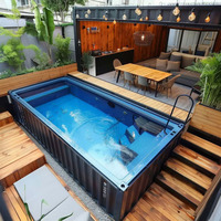 Piscine hors sol rectangulaire modulaire en fibre de verre pour jardin familial, idéale pour la baignade et les loisirs aquatiques en extérieur