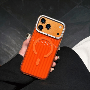 Nueva Funda Magnética para Teléfono con Diseño de Diamantes Láser y Corrugado para iPhone 17 16 15 14 Pro Max, con Rayas Degradadas y Cubierta Trasera IMD - Product Image 6