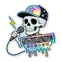Autocollant personnalisé découpé à la forme avec logo holographique, étiquette de marque en vinyle imperméable autocollante résistante aux UV, impression d'étiquettes de dessins animés pour emballage