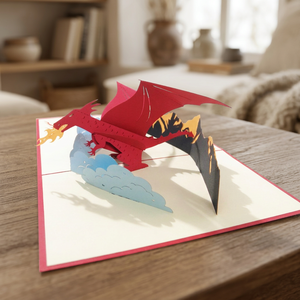 การ์ดอวยพรป๊อปอัพลายมังกร3D ทำด้วยมือกระดาษงานฝีมือรูปสัตว์อนิเมะสไตล์เวียดนามมีของฝากที่สมบูรณ์แบบ - Product Image 1