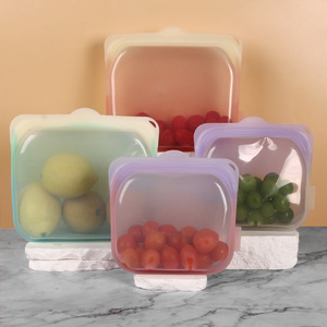 Sacs de conservation alimentaire en silicone transparent de qualité alimentaire 100% platine Lfgb en gros personnalisés, étanches, sans BPA, pour une utilisation en cuisine - Product Image 1