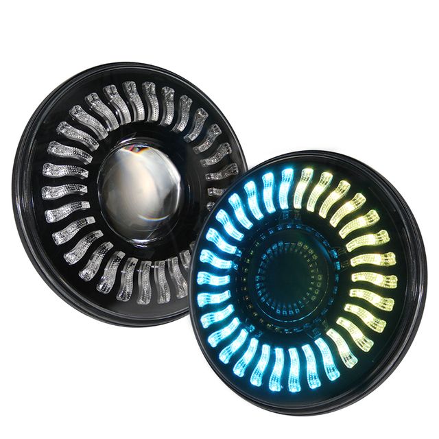 Factory Wholesale 7 Inch RGB LED Headlight Bulb IP67 Waterproof High Low Beam Cell Phone Control for Signal & Turning Light Bulb