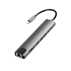 Estación de conexión 8 en 1 tipo C con puertos HDMI, SD, TF, USB 3.0 y RJ45 para portátil y teléfono móvil, hub de aleación de aluminio. - Product Image 2