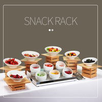 Table de buffet en bois de style chinois, plateau à salade de fruits, bol à plats froids, support à assaisonnements pour hot pot, présentoir alimentaire pour table de pause-café