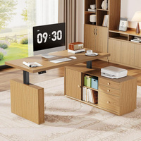 Bureau d'angle antique en forme de L avec tiroirs multifonctionnels, meuble de rangement design pour la maison, bureau d'ordinateur en MDF et panneaux de densité