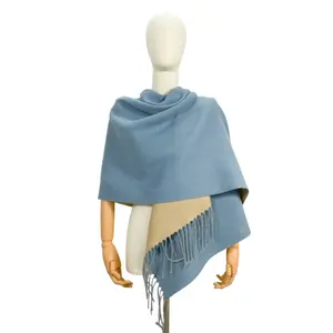 Winter Fashion Double Side Cashmere Knit Scarf Viscose Muffler Knitted Tassel Pashmina Shawl For Women Warm Colorful Poncho 2024