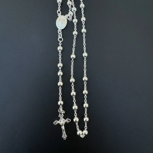Collana con Croce e <span class=keywords><strong>Rosario</strong></span> della Vergine Maria, Medaglione Sacro in <span class=keywords><strong>Argento</strong></span> Sterling <span class=keywords><strong>925</strong></span>, Catena Lucida da 4mm - Product Image 5