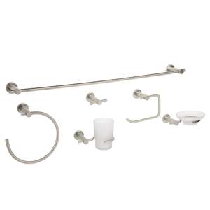 Set di accessori da bagno in raso Ela-7000N in acciaio moderno 6 pezzi e accessori da bagno cromati per la casa o l'hotel - Product Image 2