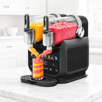 Mesin Es Serut Komersial Dual Ice Slush OEM Supplier, Mudah Dibersihkan, Kapasitas 3.6L, 8 Pengaturan Minuman Beku, Harga Grosir