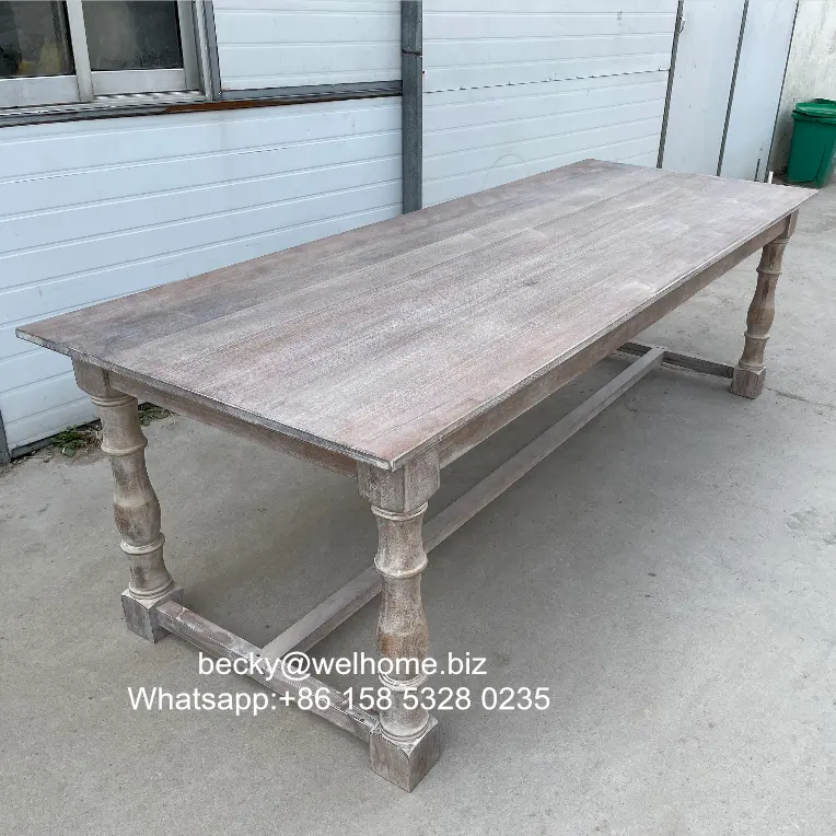 Mesa de granja de madera de pino maciza, mesa larga para eventos, estilo rústico, fiesta, banquete