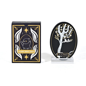Cartes rondes de tarot Chubby Birdy, papier enduit noir, design créatif, ensemble complet pour la divination et le divertissement - Product Image 2