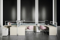 Bureau de direction en forme de I OEM, poste de travail modulaire moderne avec matériaux écologiques, table d'ordinateur et solutions de rangement