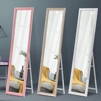 Miroir sur pied tendance en argent massif, avec cadre en bois fait main, couleur personnalisée, mobilier de dressing au design moderne