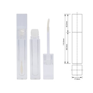 Plastic Liquid <b>Lipstick</b> Lip Color Packaging Square Crystal 6ml Empty Lip Gloss Tube Cosmetic with Screen Printing - Product Image 6