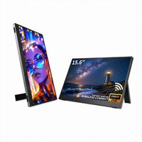 Moniteur portable 15,6 pouces avec mise en miroir sans fil, 1920x1080 FHD IPS HDR 60Hz, double haut-parleur intégré, support intégré pour téléphone, PC, console de jeu