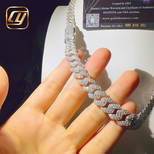 Hip Hop Jewelry 12MM VVS Moissanite Diamond Pass Diamond Tester Sterling Silver 925 Hip Hop <b>Iced</b> <b>Out</b> Cuban Link <b>Chain</b> Necklace - Product Image 5
