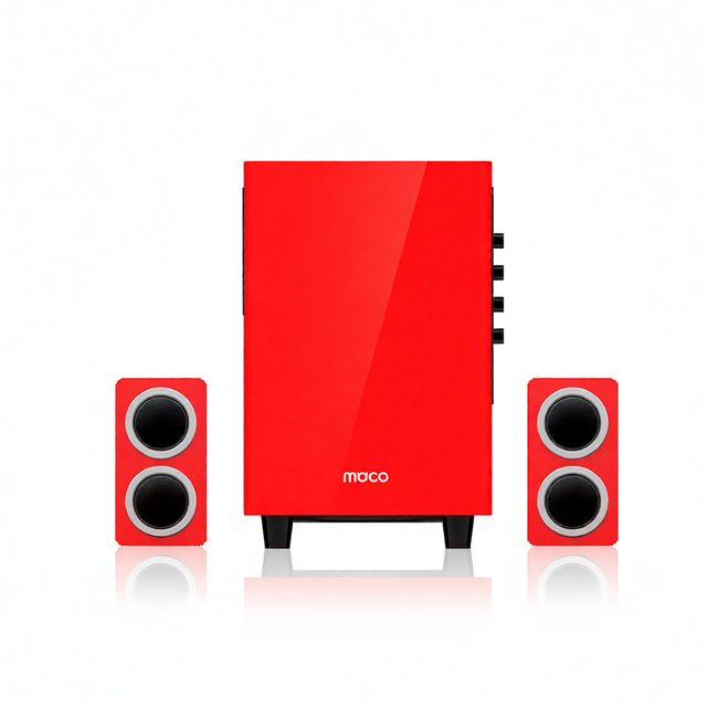 MOCO M2 2.1 Channel Home Theater & Karaoke Sound System with for 5.0 2 Wireless Microphones Wood Cabinet 500-800W Output