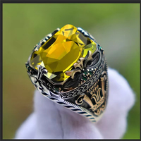 Bagues Chevalières Turques Vintage Bicolores en Zircon Taillé ZhuQian – Bijoux Rétro Punk pour Hommes en Alliage Plaqué Argent Couleurs Personnalisables – Vente en Gros