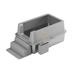 Stainless Steel <b>Cat</b> Litter <b>Box</b> Rectangle Z Aisle With Scoop Storage Open Type Durable Splash Proof - Product Image 3