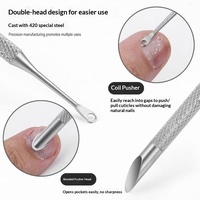 Pousse-cuticules professionnel en acier inoxydable double tête multifonction style russe pour manucure et soin des ongles