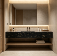 Dalle de surface en quartz veiné gris pour la décoration de salle de bain