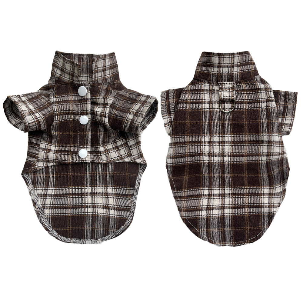 Chemise à carreaux marron avec bouton D