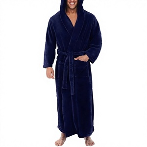 Peignoir de luxe pour homme en satin de coton, manches longues, épais, absorbant, léger, respirant, séchage rapide, lavable en machine - Product Image 2