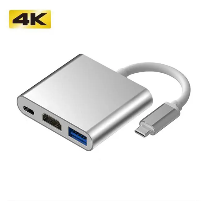 USB3.1 tip C hdtv hdmi ve USB 3.0 ve PD şarj adaptörü dönüştürücü 3'ü 1 Usb C Hub 4k 1080P Macbook PC için HDTV