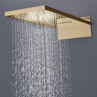 Système de douche encastré chromé WEIHAO, douche pluie rectangulaire et douchette à main, ensemble combiné avec robinet mélangeur en laiton massif