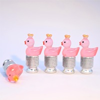 Capuchons de valve de pneu mignons en forme de poussin et de canard - Accessoires de roue colorés en alliage d'aluminium anti-poussière pour voiture, moto et vélo