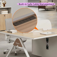 Bureau de travail professionnel moderne pour employés, en mélamine, avec pieds en métal blanc, mobilier de poste de travail pour entreprises