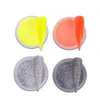 Poudre acrylique populaire 10g couleurs au néon poudre de miroir de vernis à ongles avec des paillettes de cristal trempage Pigment de sucre pour la conception des ongles